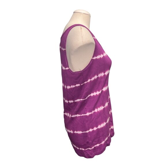 Sonoma Sz XL Tie-Dye Everyday Rib Tank Top Stretch & Tag-Free Comfort Purple & W - Picture 6 of 7